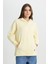 Loose Fit Rahat Kesim Kapüşonlu İçi Polarlı Sarı Sweatshirt 2
