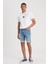 Slim Fit Dar Kesim Yüksek Bel 5 Cepli Mavi Jean Kot Şort 1