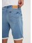 Slim Fit Dar Kesim Yüksek Bel 5 Cepli Mavi Jean Kot Şort 3