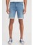 Slim Fit Dar Kesim Yüksek Bel 5 Cepli Mavi Jean Kot Şort 4