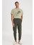 Slim Fit Dar Kesim Normal Bel Haki Sweatpant Eşofman Altı 2
