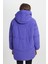 Loose Fit Rahat Kesim Kapüşonlu Uzun Mor Şişme Mont 7