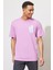Loose Fit Rahat Kesim %100 Pamuk Bisiklet Yaka Pembe Tişört 1