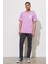 Loose Fit Rahat Kesim %100 Pamuk Bisiklet Yaka Pembe Tişört 2