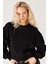 Relaxed Fit Geniş Kesim %100 Pamuk Siyah Sweatshirt 5