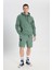 Regular Fit Normal Kesim Kapüşonlu Yeşil Sweatshirt 2