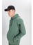 Regular Fit Normal Kesim Kapüşonlu Yeşil Sweatshirt 4