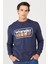 Regular Fit Normal Kesim %100 Pamuk İçi Polarlı Lacivert Sweatshirt 4