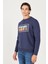 Regular Fit Normal Kesim %100 Pamuk İçi Polarlı Lacivert Sweatshirt 5