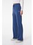 Loose Fit Rahat Kesim Normal Bel Geniş Paça Şardonlu Mavi Sweatpant 2