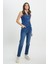 Slim Fit Dar Kesim %100 Pamuk Lacivert Jean Denim Yelek 5