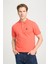 Regular Fit Normal Kesim Polo Yaka %100 Pamuk Mercan Rengi Tişört 2