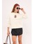 Bisiklet Yaka Içi Polar Teddy Bear Retro Fashion Baskılı Beyaz Unisex Sweatshirt 2