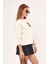 Bisiklet Yaka Içi Polar Teddy Bear Retro Fashion Baskılı Beyaz Unisex Sweatshirt 3