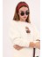 Bisiklet Yaka Içi Polar Teddy Bear Retro Fashion Baskılı Beyaz Unisex Sweatshirt 4