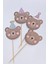 Ayıcık Tema Kürdan Süsleri Cupcake Süsleri Retro Ayı Konsept Lüks Büyük Boy 10LU Paket 2