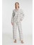 MOTTO10BUTIK Anıl Kare Desenli Pamuklu Gömlek Pijama Takımı 1