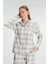 MOTTO10BUTIK Anıl Kare Desenli Pamuklu Gömlek Pijama Takımı 2