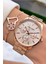 MRD11653 Rose Gold Renk Büyük Kasa Kadın Kol Saati Bileklik Hediyeli 1