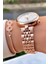 MRD11896 Rose Gold Renk Çelik Kordon Kadın Kol Saati Bileklik Hediyeli 2