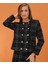 Siyah-Beyaz Ekoseli Buklet Şanel Kışlık Kumaş Blazer Ceket 3