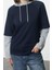 Tarz Bol Kapüşonlu Düşük Kol Uzun Geniş Kalıp Kol Detaylı Kalın Örme Sweatshirt 1