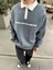 Polo Yaka 'peacefulness' Baskılı Oversize Sweatshirt Gri 1