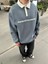 Polo Yaka 'peacefulness' Baskılı Oversize Sweatshirt Gri 2