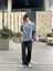 Polo Yaka 'peacefulness' Baskılı Oversize Sweatshirt Gri 3