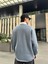 Polo Yaka 'peacefulness' Baskılı Oversize Sweatshirt Gri 5
