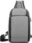 Rahat Erkek Göğüs Çantası Oxford Kumaş Su Geçirmez USB Crossbody Göğüs Çantası Açık Seyahat Omuz Çantası Gri (Yurt Dışından) 1