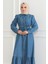 Fırfır Detaylı Kot Elbise Açık Mavi 19225 2