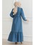 Fırfır Detaylı Kot Elbise Açık Mavi 19225 4
