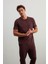 Erkek Pamuklu Kısa Kollu Uzun Pijama Takımı 5