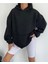 KAPÜŞONLU PARÇALI BASIC SWEATSHIRT SİYAH 1