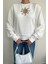 PENCERE VE TAŞ DETAYLI SWEATSHIRT KREM 3