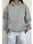 KAPÜŞONLU PARÇALI BASIC SWEATSHIRT GRİ 2