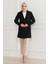 Klasik Çizgili Blazer Ceket Siyah 6110 4