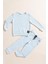 2'li Pamuk Waffle Sweat Jogger Mavi Alt Üst Takım 1
