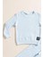 2'li Pamuk Waffle Sweat Jogger Mavi Alt Üst Takım 3