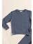 For You Kids 2'li Pamuk Waffle Sweat Jogger Indigo Alt Üst Takım 2