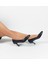 Deri Siyah Renk Alçak Topuk Kadın Stiletto 2