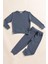 2'li Pamuk Waffle Sweat Jogger Indigo Alt Üst Takım 1