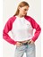 Kadın Oversize Pembe-Beyaz Içi Polarlı Şardonlu Nakışlı Pamuklu Kışlık Crop Sıcak Tutan Sweatshirt 5