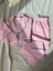 Pembe Bonjour Nakışlı Dokuma Fitilli Pijama Takımı 2