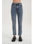 Orta Mavi Yüksek Bel Patı Fermuarlı Slim Fit Mom Jean Pantolon C 4932-005 2