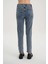 Orta Mavi Yüksek Bel Patı Fermuarlı Slim Fit Mom Jean Pantolon C 4932-005 4