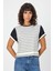 Çizgili Lacivert Crop T-Shirt (B21-326 00) 3