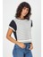 Çizgili Lacivert Crop T-Shirt (B21-326 00) 4