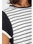 Çizgili Lacivert Crop T-Shirt (B21-326 00) 5